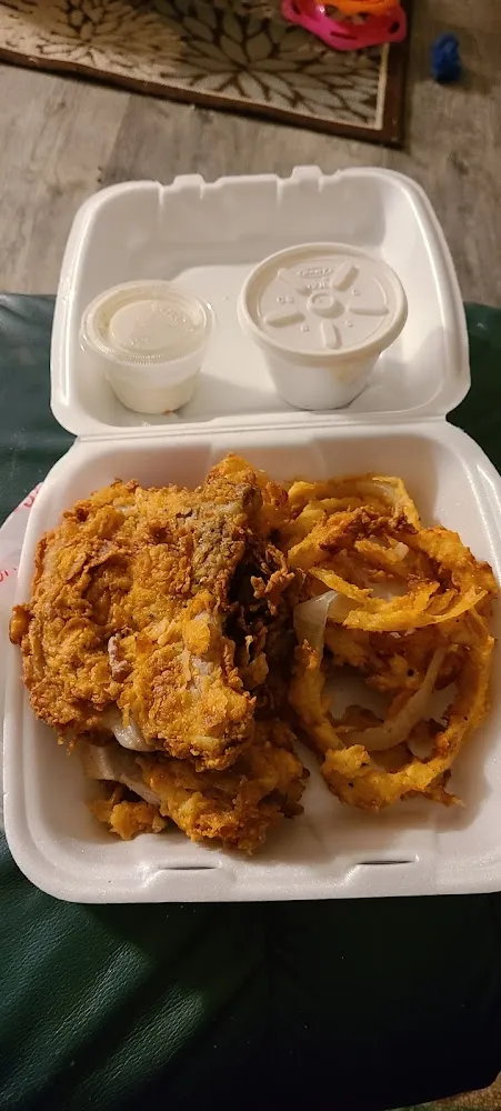 2 Country Fried Pork Chops Fresh Handmade Onion Rings